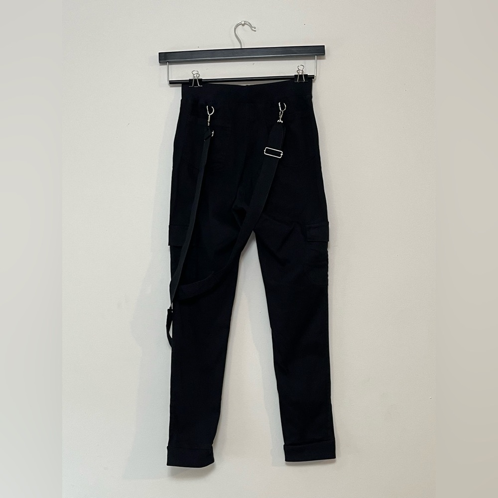 Size 3 | Black Baggy Cargo Pants with Over-the-shoulder Straps